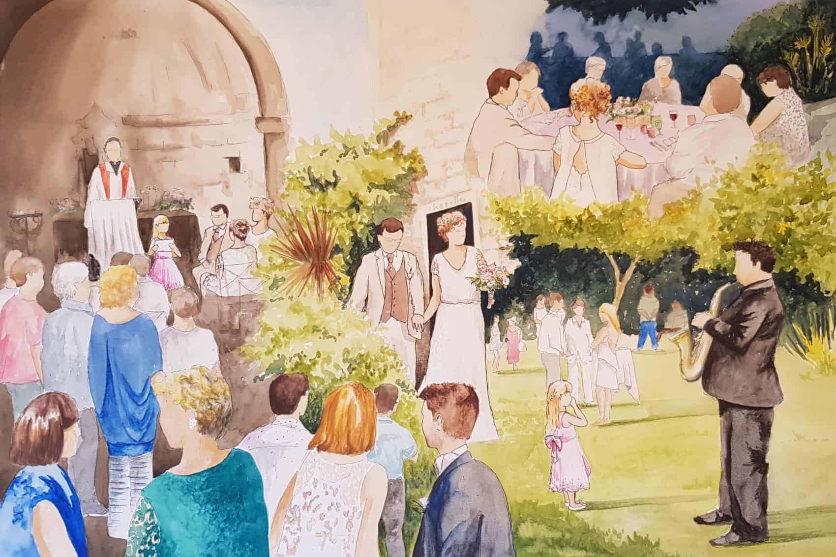 Live wedding painting in French Riviera