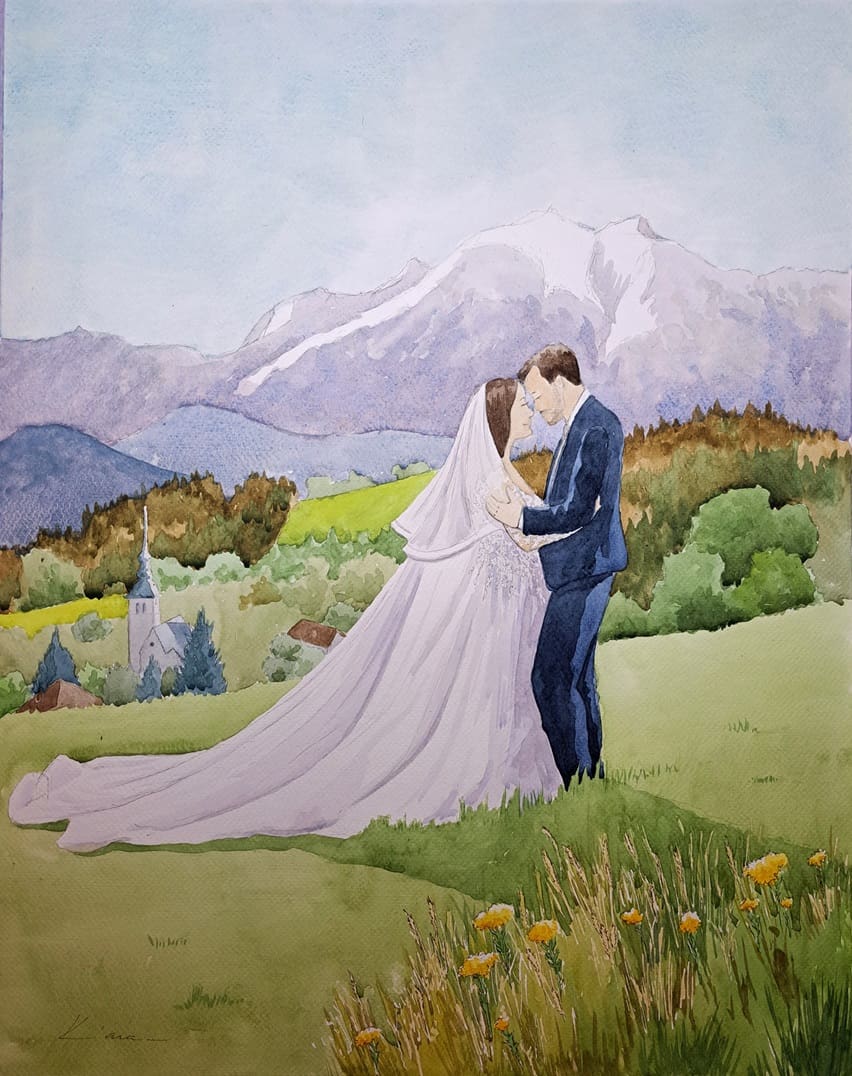 wedding France, live painter, wedding chateau, luxury wedding