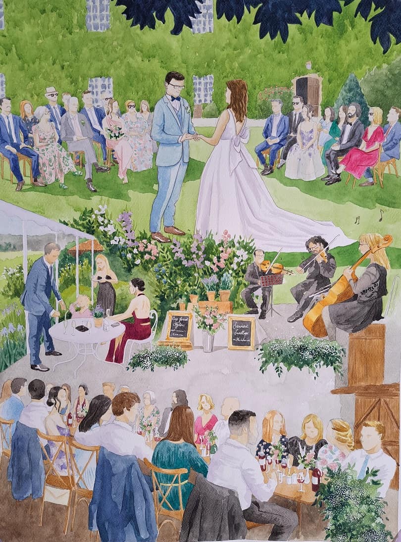 wedding France, wedding painting, live painter, wedding Bordeaux