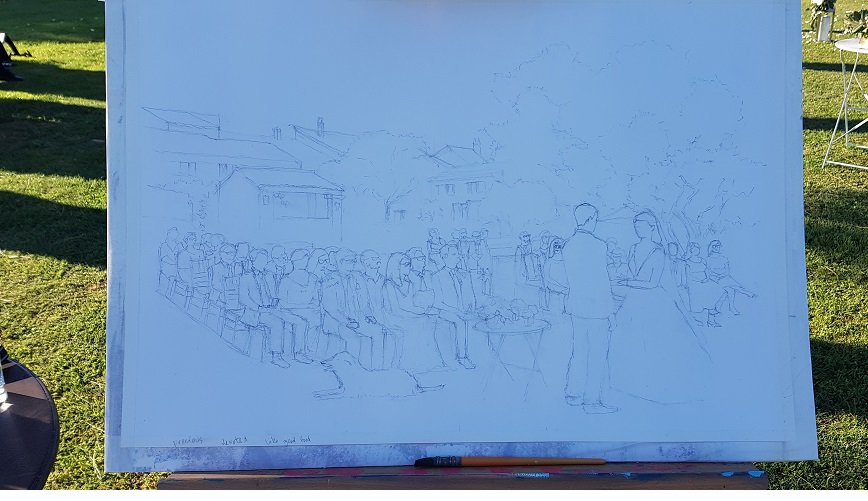 The live painting scene after the wedding ceremony