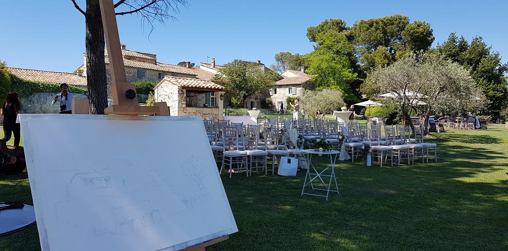 The live painting scene before the ceremony