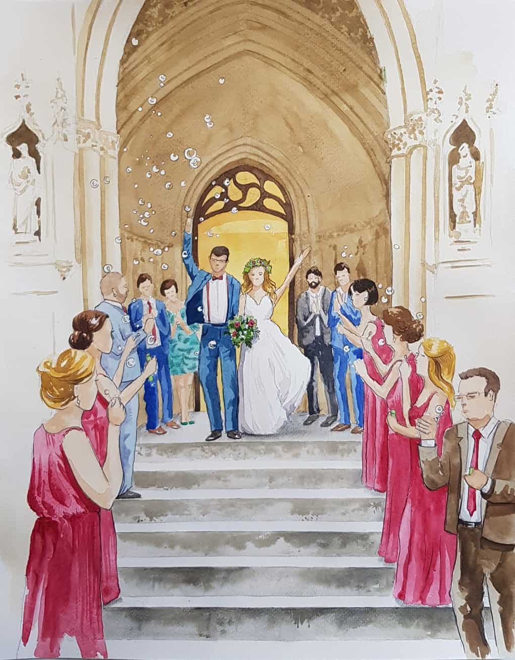 religious wedding, church wedding, live event painter, live wedding painting