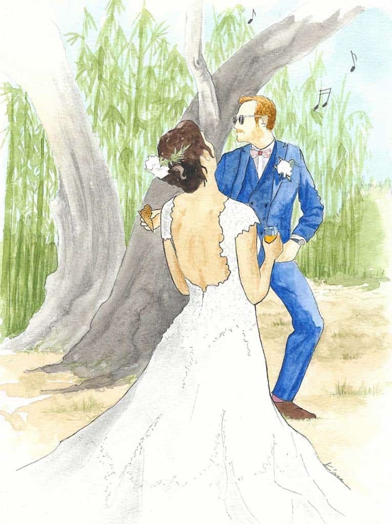 An original wedding gift idea: a painting with the newlyweds Provence, France