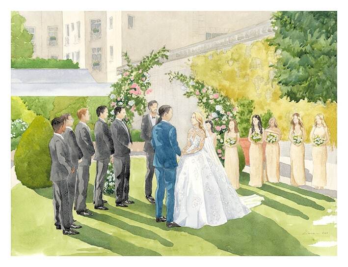 wedding Paris, luxury wedding, live painter, wedding dress